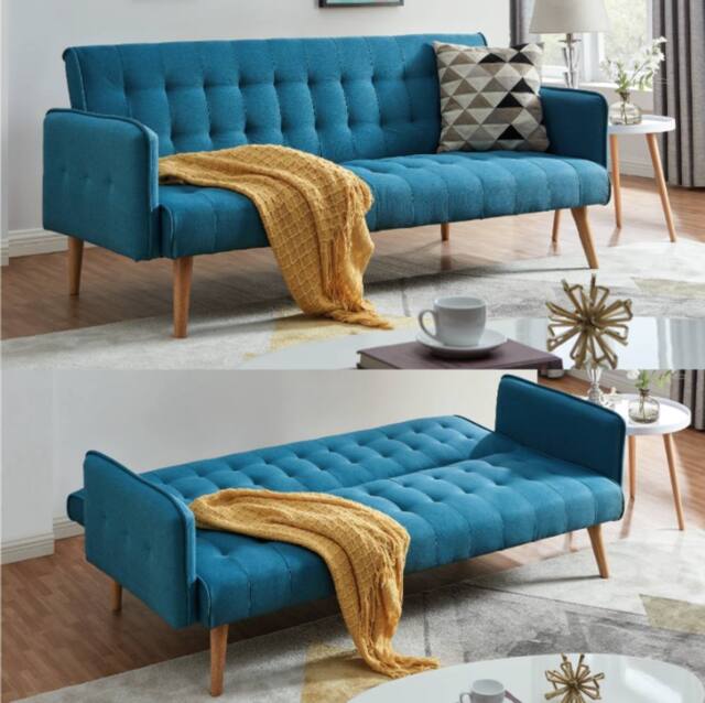 Bravich LTD Mario Sofa Bed Double Click Clack 3 Seater in Blue - image 1