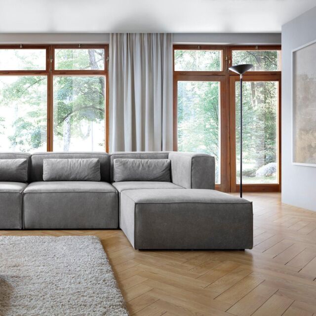 Abakus Direct Doris Corner Sofa in Light Grey Cord Chenille - image 1