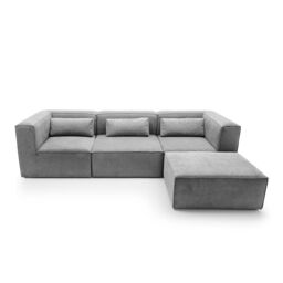 Abakus Direct Doris Corner Sofa in Light Grey Cord Chenille - thumbnail 4