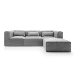 Abakus Direct Doris Corner Sofa in Light Grey Cord Chenille - thumbnail 2