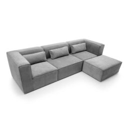 Abakus Direct Doris Corner Sofa in Light Grey Cord Chenille - thumbnail 5