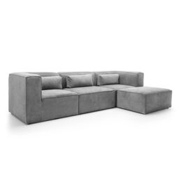 Abakus Direct Doris Corner Sofa in Light Grey Cord Chenille - thumbnail 3