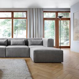 Abakus Direct Doris Corner Sofa in Light Grey Cord Chenille - thumbnail 1
