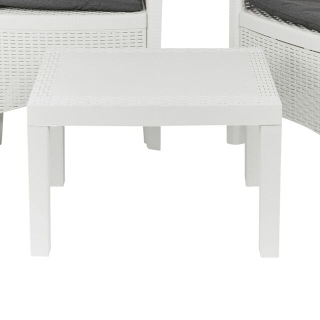 EONLION White Rattan Look Plastic Garden Coffee Side Snack Table Outdoor Patio Furniture - image 1