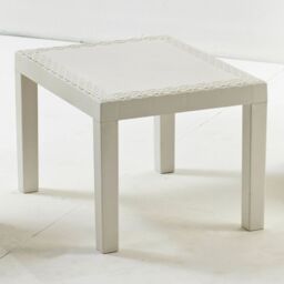 EONLION White Rattan Look Plastic Garden Coffee Side Snack Table Outdoor Patio Furniture - thumbnail 3