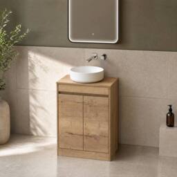 Balterley Chartley 2 Door Vanity Unit with Worktop, 600mm, Autumn Oak in Brown - thumbnail 4