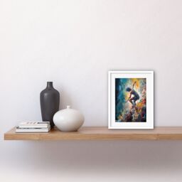 "Artery8 Wall Art Print Rock Climber Multicoloured Mountain Cliff Descent Artwork Framed 9X7 Inch in White - Size: W7"" x H9""" - thumbnail 2
