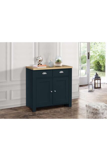 Birlea Sideboard Blue & Oak Highgate 2 Door 2 Drawer Farmhouse Shabby Chic - image 1