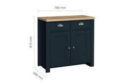 Birlea Sideboard Blue & Oak Highgate 2 Door 2 Drawer Farmhouse Shabby Chic - thumbnail 6