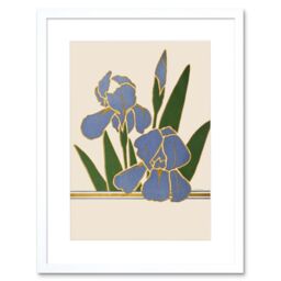 "Artery8 Wall Art Print Flower Iris Vintage Advert Flower Boddingtons Art Framed 9x7 inch in White - Size: W7"" x H9""" - thumbnail 1