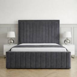 Living Comfort Bedz Sovereign Upholstered Gas Lift Storage Bed with 48 Inch Headboard in Charcoal - Size: Small Double - thumbnail 2