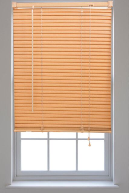 Furnished Teak PVC 25mm Slat Venetian Blinds - Trimmable Window Blinds for Home & Office in Pale Orange - Size: 185 cm width x 150 cm drop - image 1