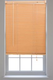 Furnished Teak PVC 25mm Slat Venetian Blinds - Trimmable Window Blinds for Home & Office in Pale Orange - Size: 185 cm width x 150 cm drop