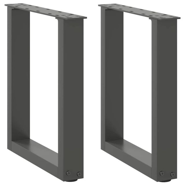 Berkfield Home Coffee Table Legs U-Shaped 2 pcs Anthracite 28x(42-43) cm Steel in Black - image 1
