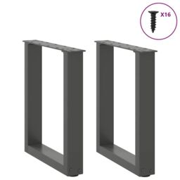 Berkfield Home Coffee Table Legs U-Shaped 2 pcs Anthracite 28x(42-43) cm Steel in Black - thumbnail 3