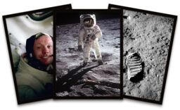 "Artery8 Wall Art Print NASA Apollo 11 Space Armstrong Aldrin Moon Landing Anniversary Black Framed Pack of 3 - Size: W12"" x H16""" - thumbnail 1