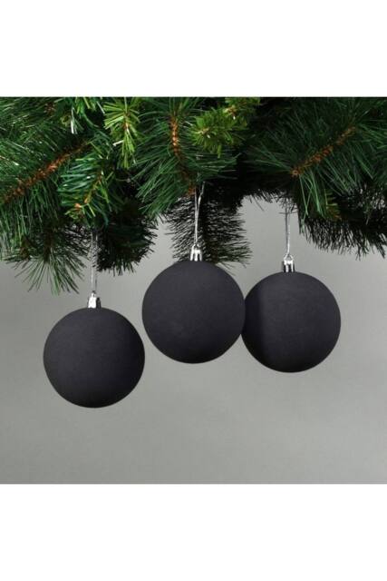 KDMD 8cm Black Velvet Baubles Set of 6 - image 1