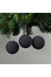 KDMD 8cm Black Velvet Baubles Set of 6 - thumbnail 1