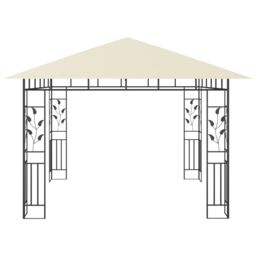 Berkfield Home Gazebo with Mosquito Net&LED String Lights 3x3x2.73 m Cream in Beige - thumbnail 6