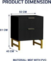 FURNITURE ONE 2 Drawers Bedside Table, Set of 2 Bedroom Storage Organiser Unit in Black - Size: 1 Pack - thumbnail 5