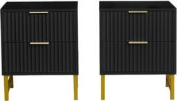 FURNITURE ONE 2 Drawers Bedside Table, Set of 2 Bedroom Storage Organiser Unit in Black - Size: 1 Pack - thumbnail 7