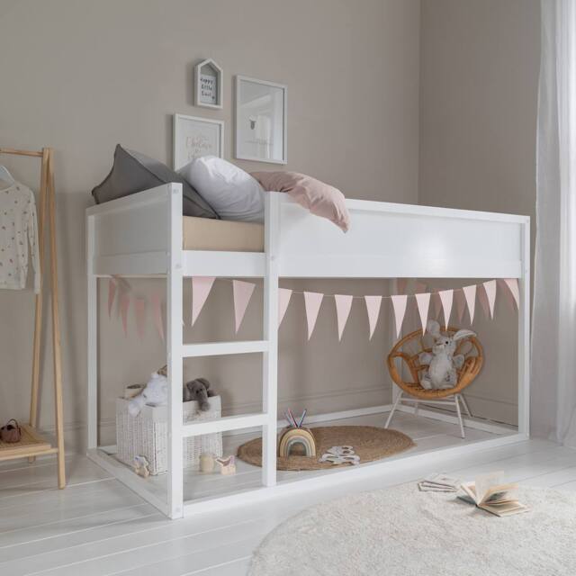 Nöa and Nani Lykke Midsleeper Cabin Bed Reversible with Straight Ladder in White - Size: Single - image 1
