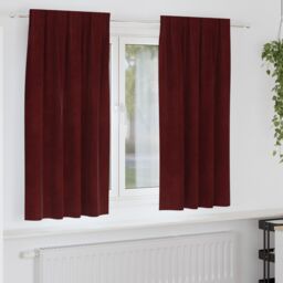Berkfield Home Blackout Curtains with Top Tape 2 pcs Wine Red Velvet - thumbnail 1