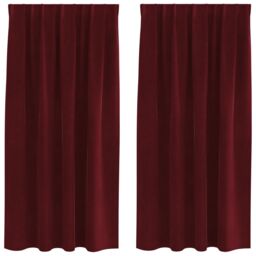 Berkfield Home Blackout Curtains with Top Tape 2 pcs Wine Red Velvet - thumbnail 2