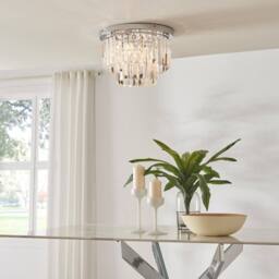 FurnitureboxUK Isabella Cut Glass Crystal Drop Ceiling Light in Silver - thumbnail 7