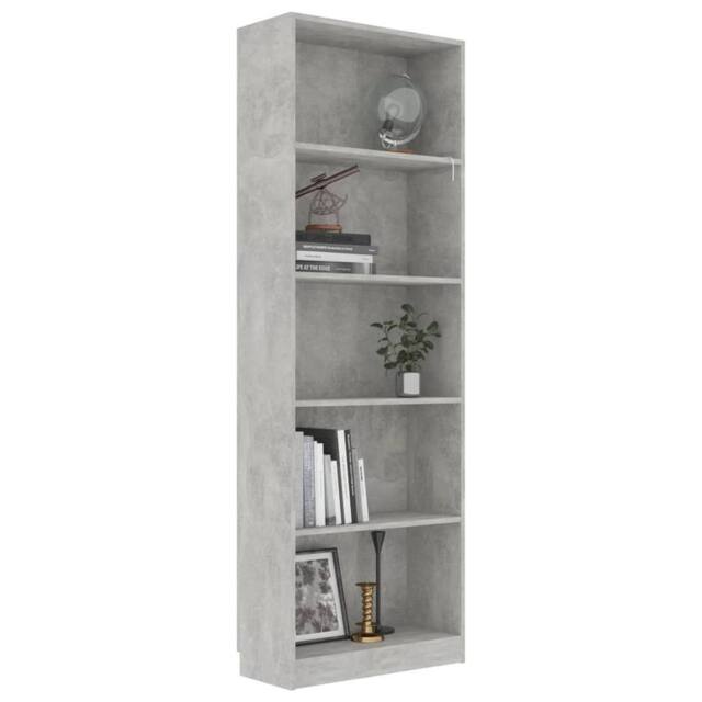 Berkfield Home Modern 5-Tier Book Cabinet Concrete Grey 60x24x175 cm Engineered Wood - Size: 60 x 24 x 175 cm - image 1