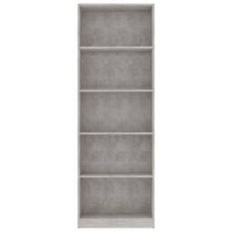 Berkfield Home Modern 5-Tier Book Cabinet Concrete Grey 60x24x175 cm Engineered Wood - Size: 60 x 24 x 175 cm - thumbnail 4