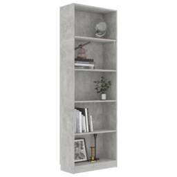 Berkfield Home Modern 5-Tier Book Cabinet Concrete Grey 60x24x175 cm Engineered Wood - Size: 60 x 24 x 175 cm - thumbnail 1