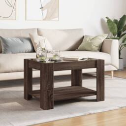 Berkfield Home Coffee Table with LED Brown Oak 73x53x45 cm Engineered Wood - Size: 73 x 53 x 45 cm - thumbnail 4