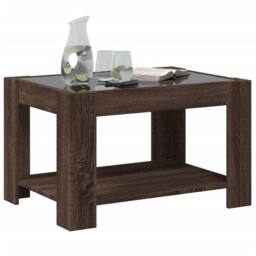Berkfield Home Coffee Table with LED Brown Oak 73x53x45 cm Engineered Wood - Size: 73 x 53 x 45 cm - thumbnail 5