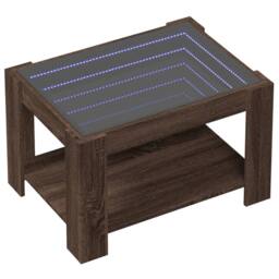 Berkfield Home Coffee Table with LED Brown Oak 73x53x45 cm Engineered Wood - Size: 73 x 53 x 45 cm - thumbnail 3