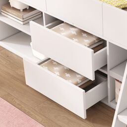 Matteo Cabin Bed Mid Sleeper Bed Frame Storage Kids Wooden bed in White - Size: Single - thumbnail 5