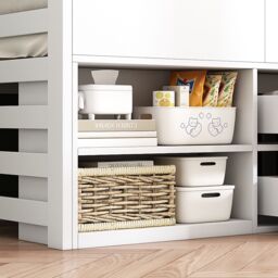 Matteo Cabin Bed Mid Sleeper Bed Frame Storage Kids Wooden bed in White - Size: Single - thumbnail 4