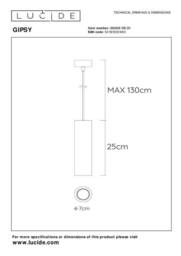 Lucide 'GIPSY' Dimmable Adjustable Indoor Slim Plaster Pendant Light 1xGU10 in White - thumbnail 5
