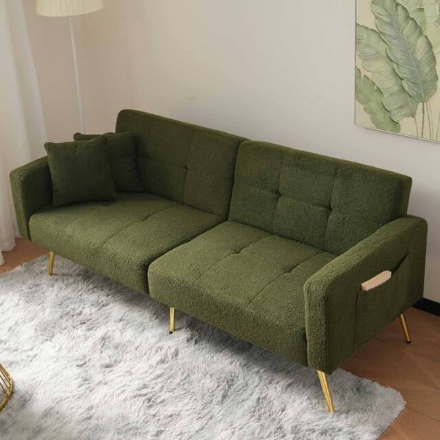STILVORA Green Sofa Bed with Side Pockets - image 1