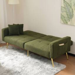 STILVORA Green Sofa Bed with Side Pockets - thumbnail 3