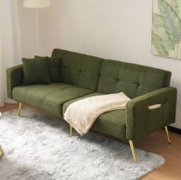 STILVORA Green Sofa Bed with Side Pockets - thumbnail 8