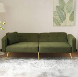 STILVORA Green Sofa Bed with Side Pockets - thumbnail 2