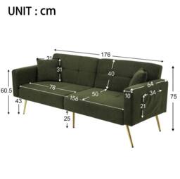 STILVORA Green Sofa Bed with Side Pockets - thumbnail 4