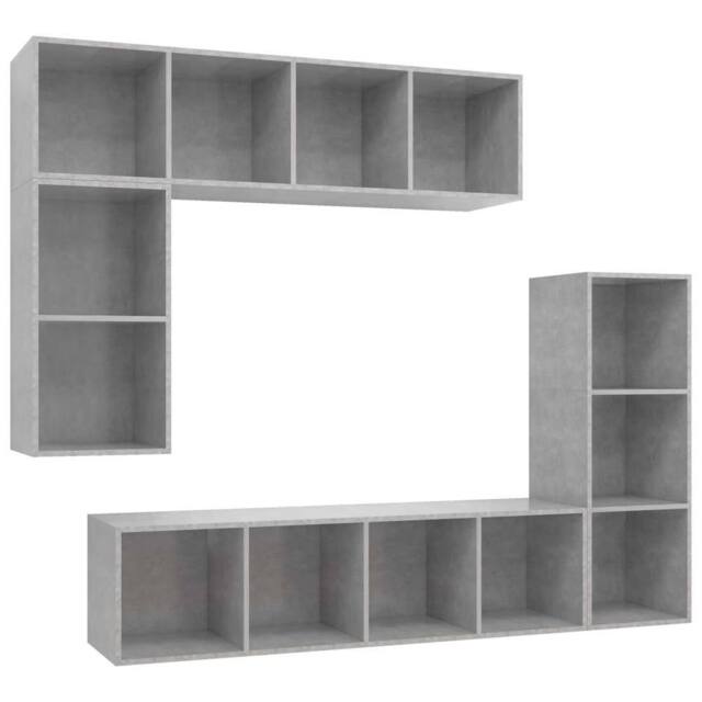 Berkfield Home 4 Piece TV Cabinet Set Concrete Grey Engineered Wood - image 1