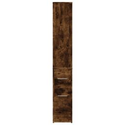 Berkfield Home Narrow Bathroom Cupboard with Wheels Smoked Oak Engineered Wood in Brown - thumbnail 5