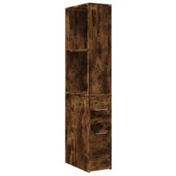 Berkfield Home Narrow Bathroom Cupboard with Wheels Smoked Oak Engineered Wood in Brown - thumbnail 2