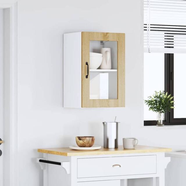 Berkfield Home Kitchen Wall Cabinet with Glass Door¬†Porto Sonoma Oak in Light Oak - image 1