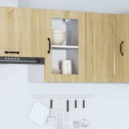 Berkfield Home Kitchen Wall Cabinet with Glass Door¬†Porto Sonoma Oak in Light Oak - thumbnail 4