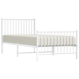 Berkfield Home Metal Bed Frame with Headboard & Footboard White 90x200 cm - thumbnail 3