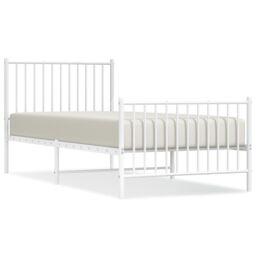 Berkfield Home Metal Bed Frame with Headboard & Footboard White 90x200 cm - thumbnail 2